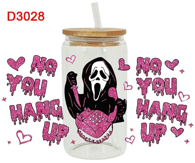 할로윈 테마 UV DTF 리비 컵 랩 강력한 스티커 전송 D2980 16oz, 01 16oz, 02 D3028