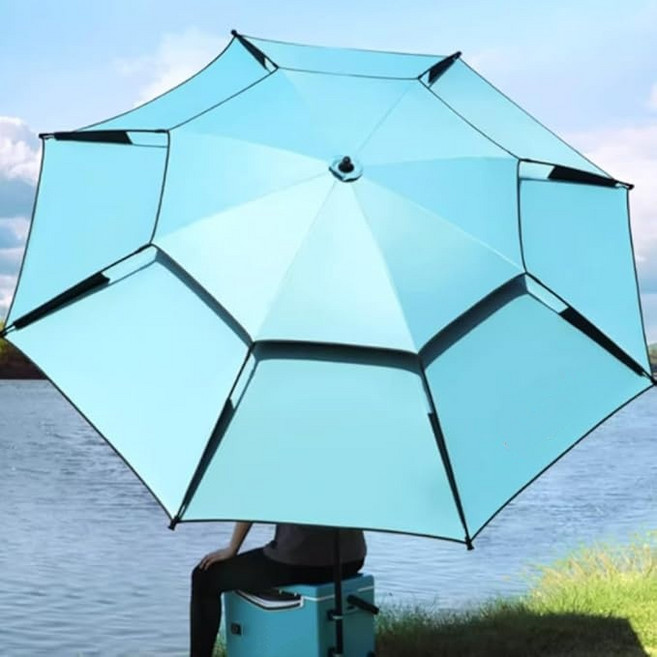 타오진 2층 8각 파라솔 휴대용 방수 야외 낚시 캠핑 파라솔, 파란색