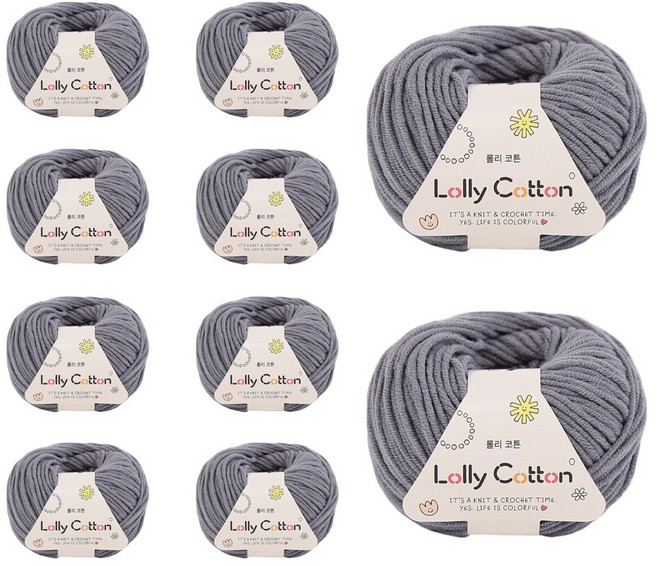 [앵콜스] (10볼묶음)롤리코튼 Lolly Cotton 5ply (80색의 고급코마코튼 소품인형실), 77 그레이 (**10볼묶음), 1개