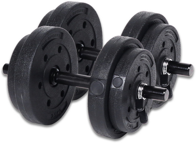 더스포츠 Evo 블랙 덤벨 무게 조절 아령봉 세트, 2개, 10kg