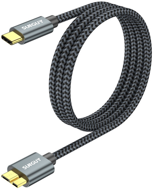 SUNGUY USB C타입 to 마이크로B 외장하드 케이블 10Gbps, 1개, 그레이, 1m