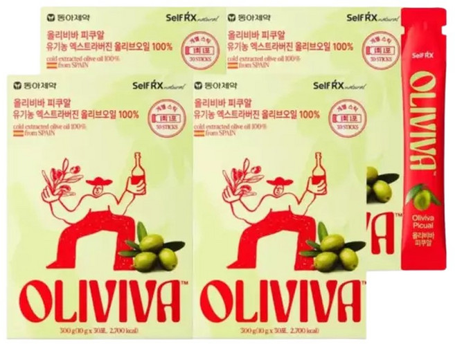 올리비바 피쿠알 엑스트라버진 올리브오일 10g 10개입 x 4개 스틱 휴대용, 4박스