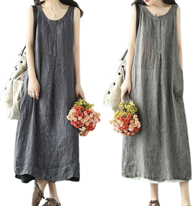 77우먼스 여성 퓨어리원피스 2컬러 빅사이즈 나시원피스 민소매 편안한 체형커버 롱원피스 퓨어리 원피스 드레스 데일리룩 이월 이월상품 [리현커머스]