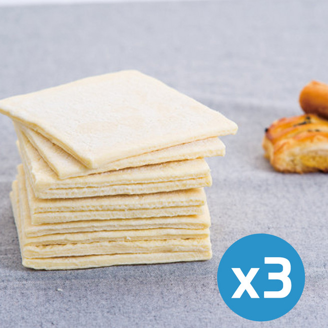 [드라이아이스포함] 삼양사 페이스트리용 사각시트 S 60g 15개입X3봉지 총45개 2.7kg 냉동생지[당일발송], 3개
