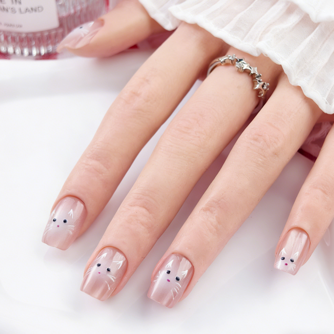 [당일배송] 천안각 핑크 러블리 고양이 캐릭터 디자인 셀프 붙이는 인조손톱팁 셀프붙이는네일팁, 1개, 03 - T014 S