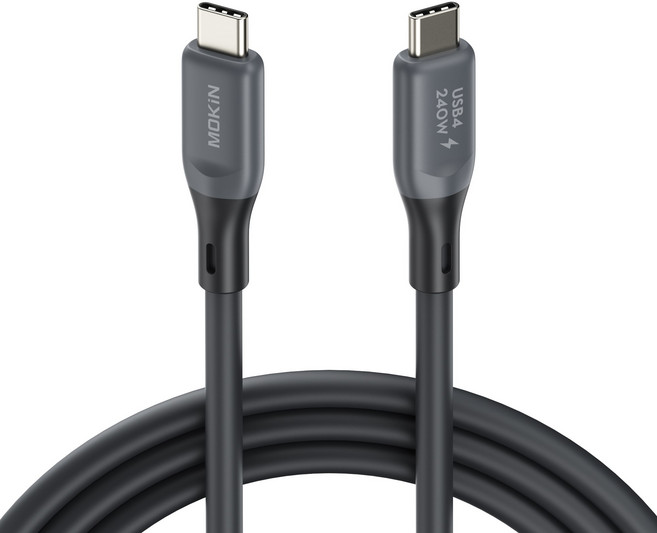 MOKIN 240W 8K 40Gbps 雙Type-C 充電傳輸線, USB4 黑 Type-C to C, 1個, 1.8m