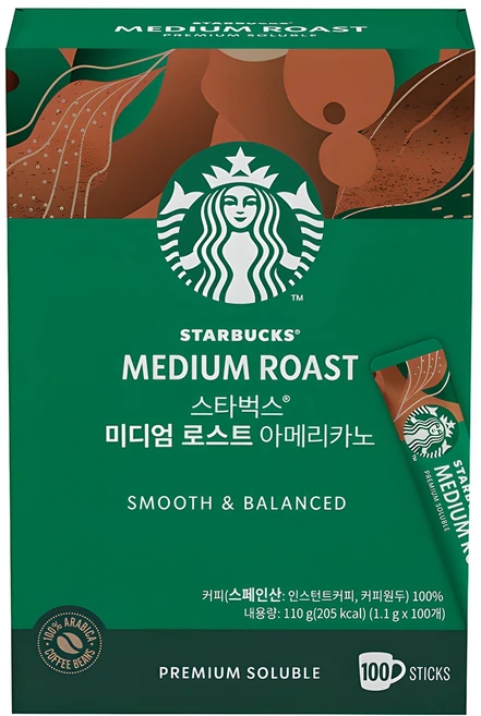 스타벅스 미디엄 로스트 아메리카노 원두커피믹스, 1.1g, 100개입, 1개 - 쿠팡