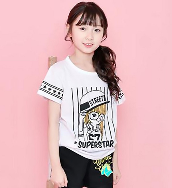 잭키드 여아용 통기성 윙크걸 반팔 티셔츠