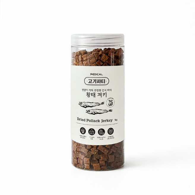고기파티 강아지 영양간식 가수분해 져키트릿, 1개, 1kg, 황태