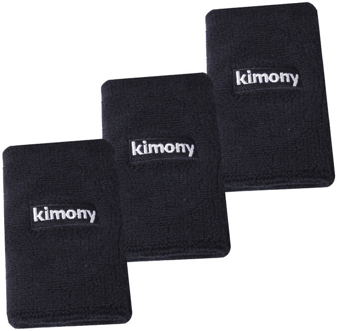 키모니 스포츠 밴드 30수 코튼 땀흡수 긴 손목아대, 블랙, 3개