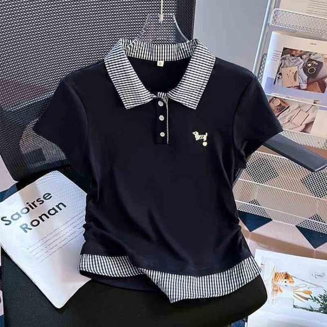 COSYEVNO 여성 반팔 티셔츠 슬림핏 패션 캐주얼 여름 카라넥 상의 gwsy