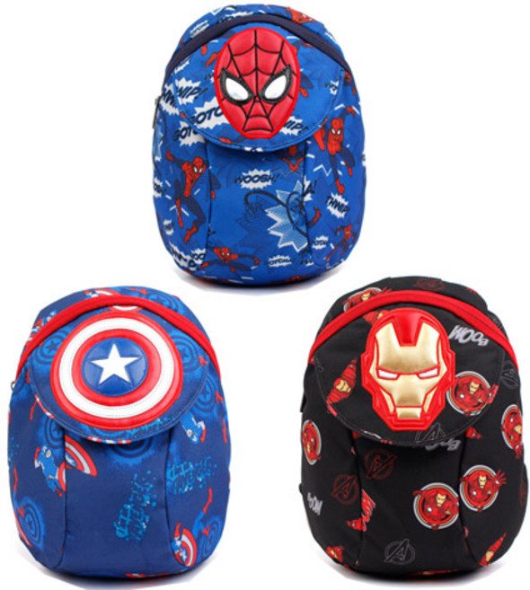 스파이더맨/캡틴아메리카/아이언맨 레이어 백팩 아동백팩 아동배낭 미아방지, 캡틴아메리카