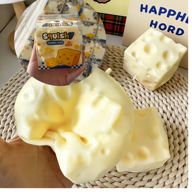 7CM 치즈 덩어리 말랑이 스퀴시 스트레스해소장난감 TPR 슬라임 장난감(부드러운 밀가루를 충전재로 사용 스트레스 해소 필수품), 노란색 7cm, 1개