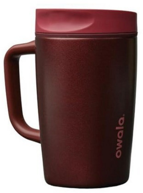 Owala SmoothSip 슬라이더 단열 스테인리스 스틸 커피 텀블러 재사용 가능한 아이스 컵 핫 여행용 머그 BPA 프리 355ml(12온스) 핑크/탠(데이브레이크), 손잡이 포함, 블랙 체리_154984