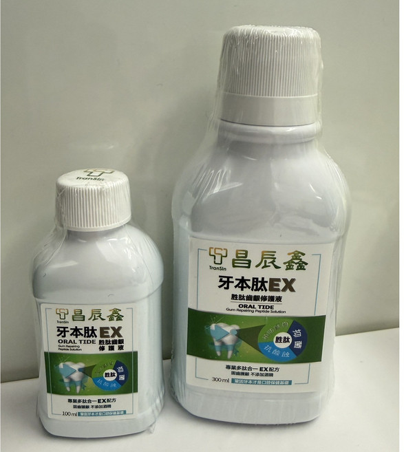 TranSin牙本肽EX漱口水 修復牙齦 鞏固牙根本 不含酒精 溫和不刺激, 1個, 300ml