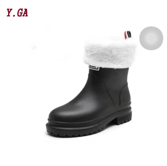 Y.GA 여름 여성 미들 레인부츠 패션 베이직 미끄럼 방지 레인슈즈 다용도화 만능 주방화 위생장화 작업화 가을 겨울 방한장화+기모버선 장마 필수 가벼운 방수 레인부츠