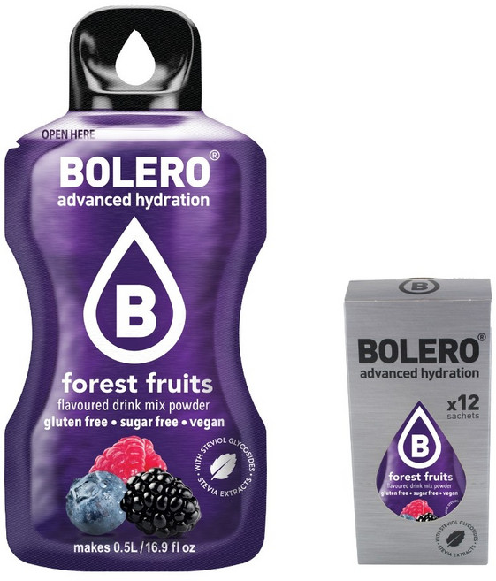 [볼레로음료] 2kcal 무설탕 과일워터 제로 아이스티 음료 (생수 500ml), 3g, 1박스, 12개입, 숲속과일