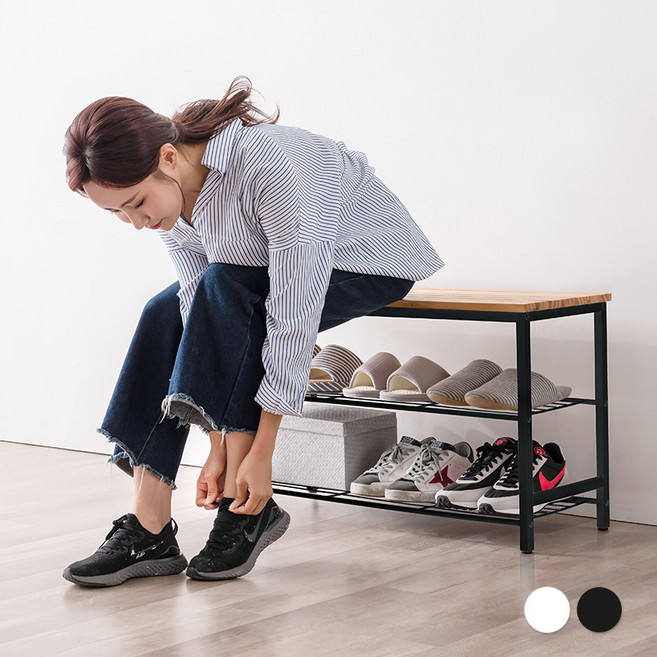 카라 벤치형 신발장 원목 다용도 수납장 600 800 1000 2colors, 600/화이트