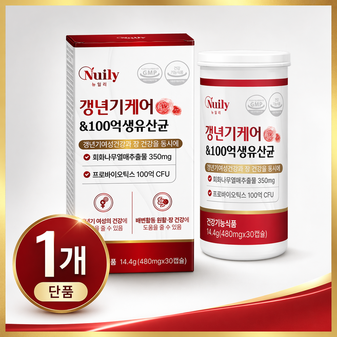 식약처인증 갱년기케어 백수오 100억 생유산균 여성 석류 회화나무 yt1 메노락토 오리진, 1개, 30정