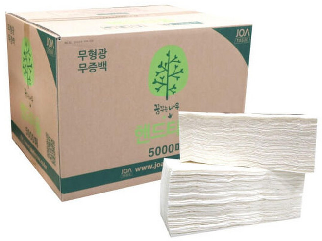 파이브온 핸드타올 천연펄프 무형광 페이퍼타올 2겹 5000매, 1개