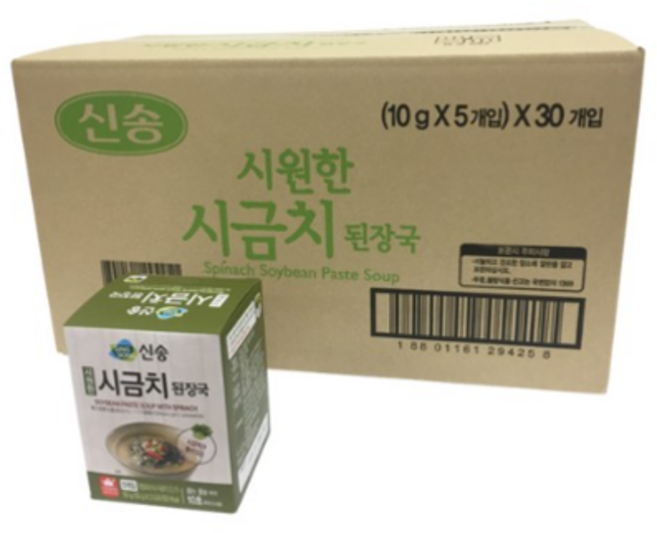 신송 시원한 시금치 즉석 된장국 지함 5p, 50g, 30개