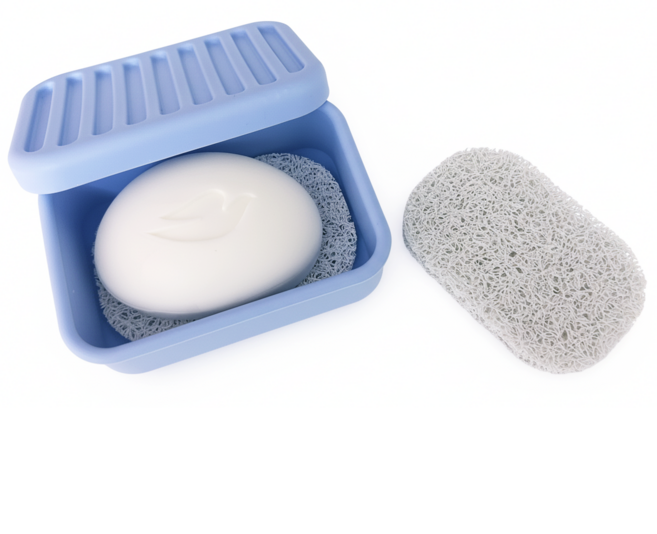 조아리빙 실리콘 휴대용 밀폐 비누케이스, 1개, 블루
