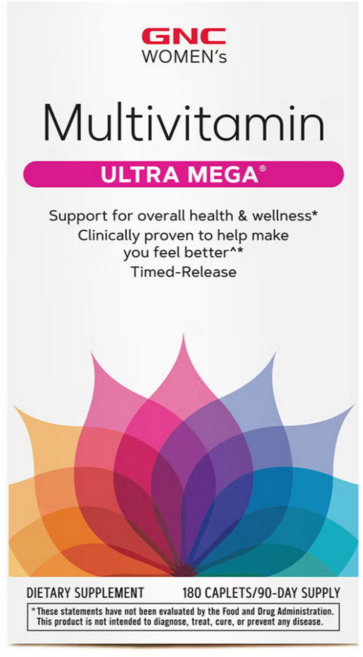 GNC 우먼 여성 종합 멀티비타민 울트라 메가 철분 무함유, 180정, 1개