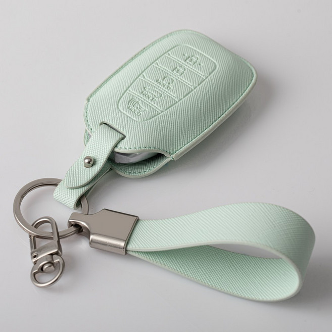 (각인무료)현대 호환 차키케이스 싼타페MX5 그랜저GN7 더뉴아반떼 쏘나타디엣지 더뉴투싼 코나 아이오닉 5버튼 7버튼 조약돌 키링 차량용품 키홀더, 현대 D(각인가능), 허니민트