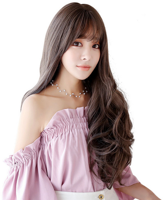 디모어 여성 롱 웨이브 히피펌 70cm 통가발 세트, 콜드브라운, 1개