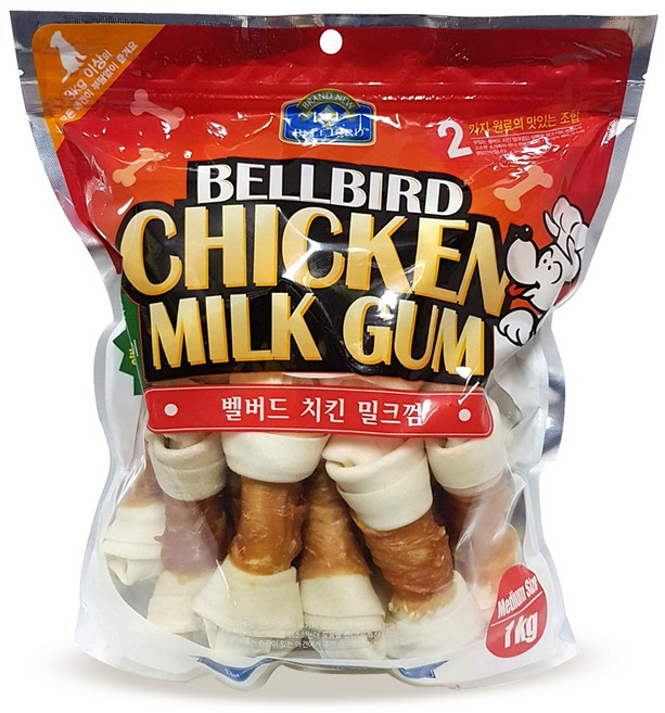 벨버드 치킨 밀크껌 개껌 미디움, M, 1kg, 1개