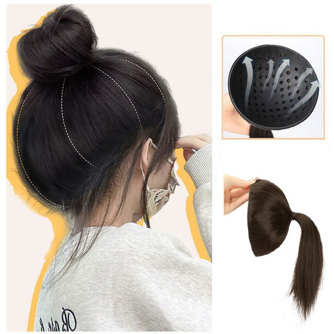 커버원 올리머리 뒷머리 포니테일 볼륨업 커버 부분 가발, 1개, 브라운
