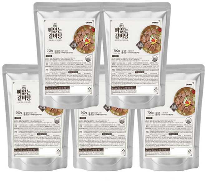 강마루 고기듬뿍 순살 뼈없는 갈비탕(실온), 5개, 700g