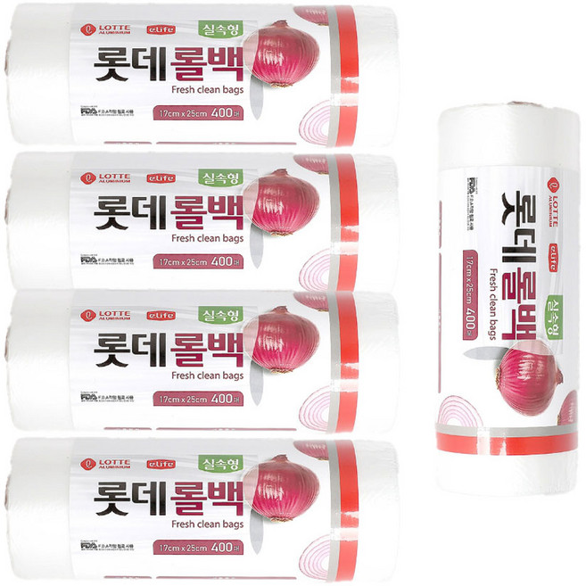롯데이라이프 실속형 위생롤팩 17cm x 25 cm, 400개입, 5개