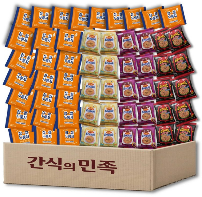 찹쌀 누룽지 에낙 라면과자 누룽지팝 과자 쌀과자 스위트+에낙 총 60개혼합구성, 20g, 60개