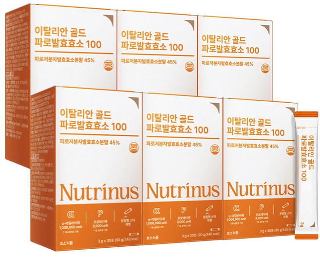 뉴트리너스 이탈리안 골드 파로 발효 효소 100, 90g, 6개