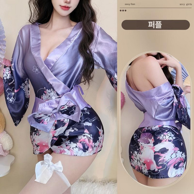 슈비코 섹시 일본 기모노 잠옷 졸업사진 코스프레 플라워 미니 로브 슬립 여성