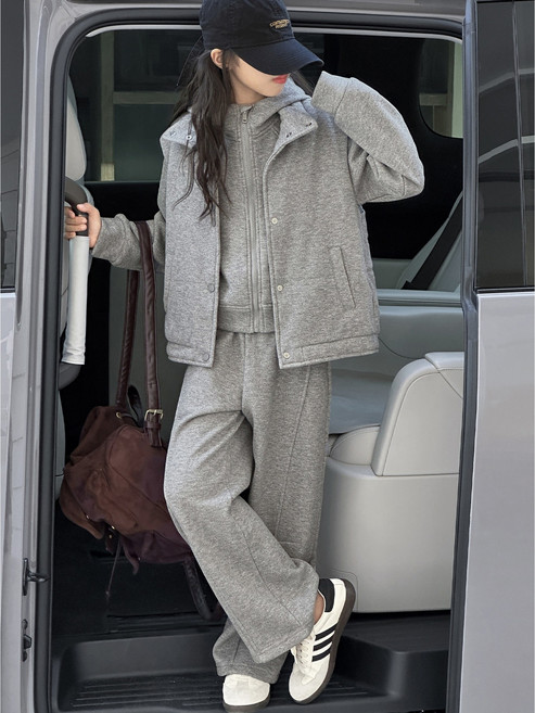 주디앤홀리 주니어 데일리 모던 그레이 트레이닝 3종세트 키즈 오버핏 기모 트레이닝 꾸안꾸 겨울 데일리 상하세트 등교룩 초등학생 겨울 기모긴팔 긴바지 상하세트