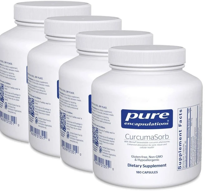 퓨어인캡슐레이션 커큐마소브 터메릭 피토솜 캡슐 Pure Encapsulations CurcumaSorb, 4개, 180정 - 쿠팡