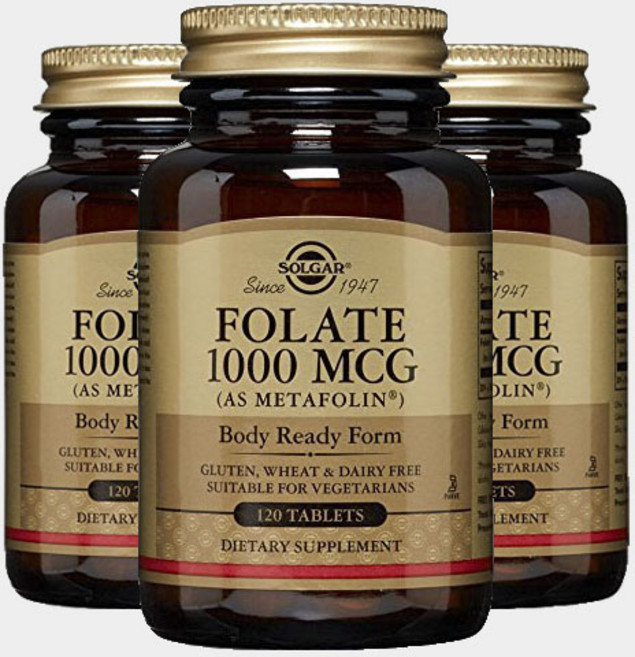 SOLGAR 葉酸無糖素食錠 1000mcg, 120顆, 3罐