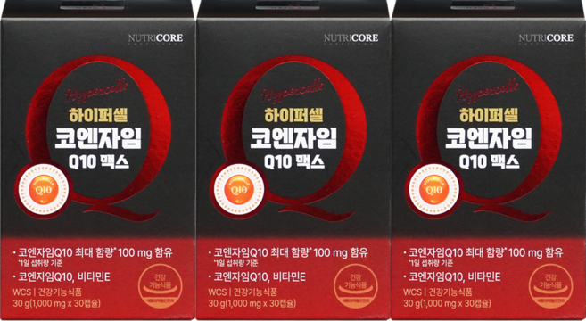 뉴트리코어 하이퍼셀 코엔자임 Q10 맥스 코큐텐 3박스, 30정, 3개