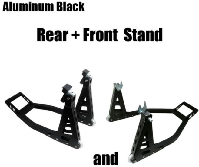 HZYEYO-알루미늄 합금 오토바이 공포 휠 스탠드 및 전면 지원 프레임 타이어 수리 도구 T009, 05 rear and front black, 05 rear and front black