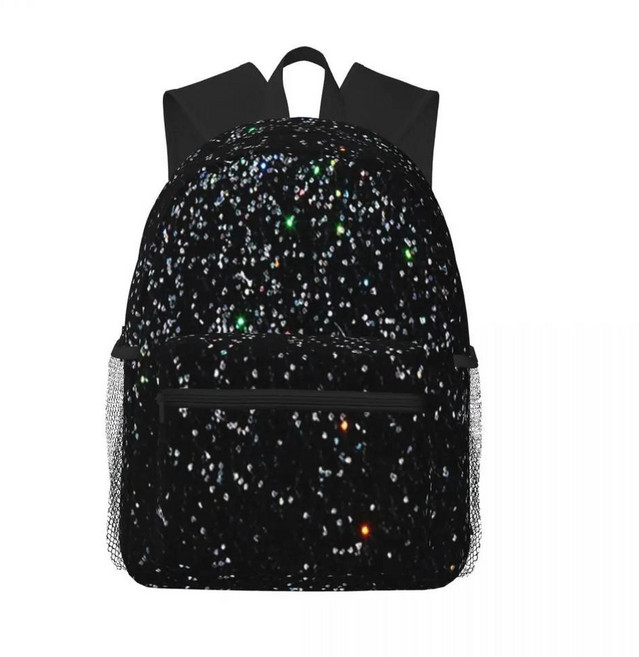 검정과 빛깔의 스팽글 가짜 학생 배낭 학교 가방 하이킹 여행 데이 팟 어깨, A. One Size, 4. 4, 1개