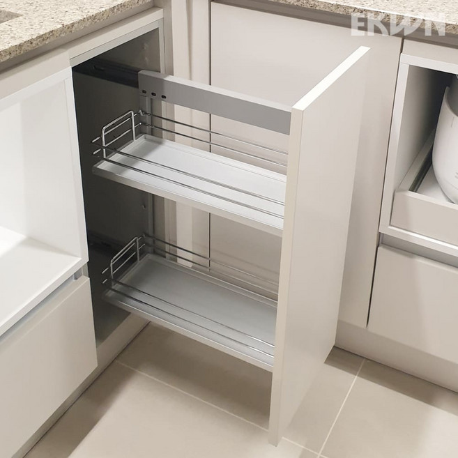 고급 댐핑레일 인출식 양념망장 슬라이딩 인출망장 조미통수납장 2단 LT-150 200 250 300, 알루미늄, 우, 1개