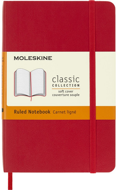 MOLESKINE 經典軟皮筆記本 - 口袋型/橫線/紅, 紅, 1個