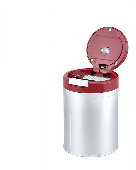 OFFCURVE 프리미엄 LED 차량용 재떨이 냄새차단 메탈 컵홀더형 가정용, 1개, 레드