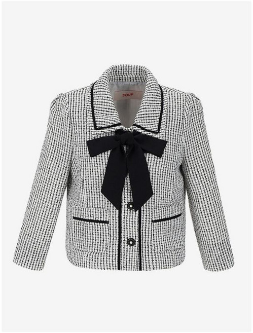 숲 여성용 라운드넥 트위드 7부 재킷 SA4JKM4