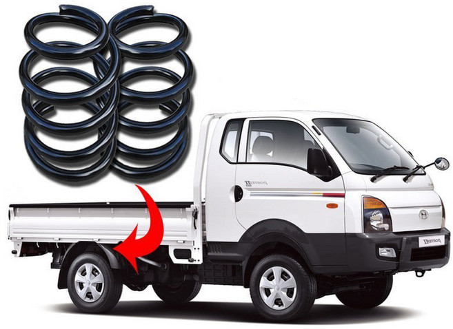 예스카 트럭 승합차 코일스프링 2개 1세트 판스프링 화물차 하체보강, 포터2 1톤 코일스프링 + 받침대 2개