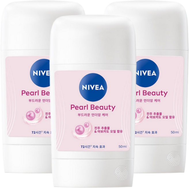 니베아 펄 앤 뷰티 데오드란트 스틱, 50ml, 3개