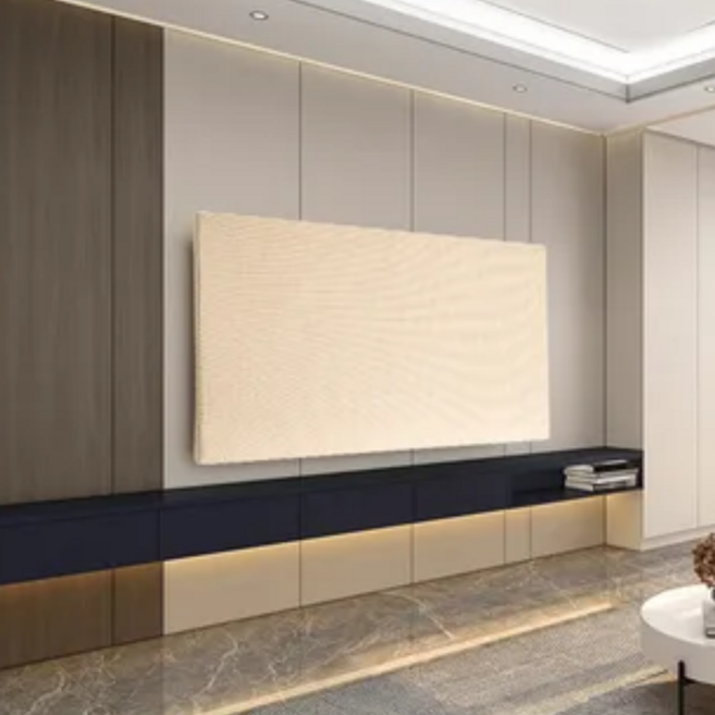 프렌지 쫀쫀한 격자무늬 밴딩 TV커버, 아이보리