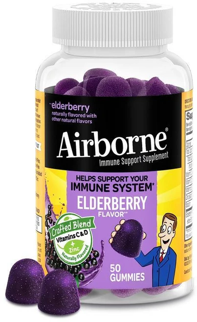 에어본 성인 엘더베리 아연&비타민C 면역력강화 구미젤리 50정, 1개 - 쿠팡